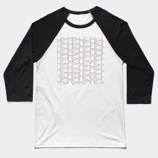 Grey White and Blush Pink Geometric Hand Drawn Pattern Baseball T-Shirt